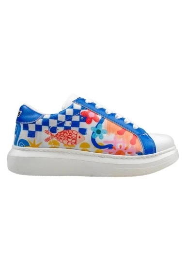 Kadın Vegan Deri Beyaz Sneakers - Azur Tasarım - 