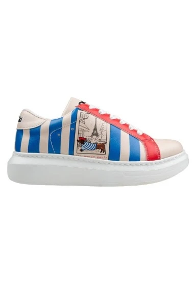 Kadın Vegan Deri Beyaz Sneakers - Mon Amour Tasarım - 