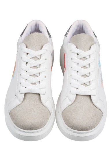 Dogo - Kadın Vegan Deri Beyaz Sneakers - Travel Collage Tasarım (1)