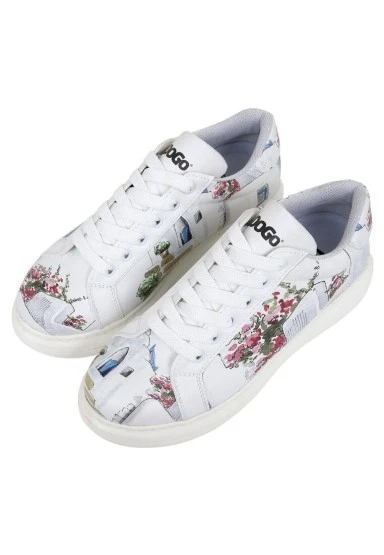 Kadın Vegan Deri Beyaz Sneakers - Paperflower Tasarım - 