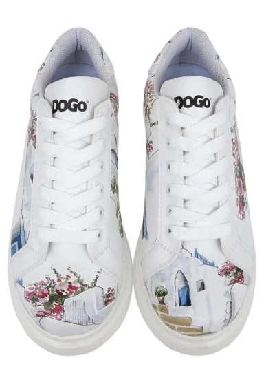 Kadın Vegan Deri Beyaz Sneakers - Paperflower Tasarım - 