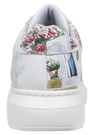 Kadın Vegan Deri Beyaz Sneakers - Paperflower Tasarım - 