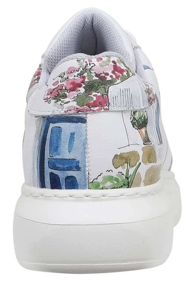 Kadın Vegan Deri Beyaz Sneakers - Paperflower Tasarım - 