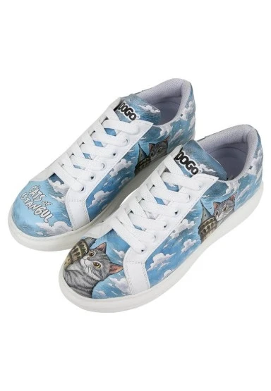 Kadın Vegan Deri Beyaz Sneakers - Galata Cat Tasarım - 