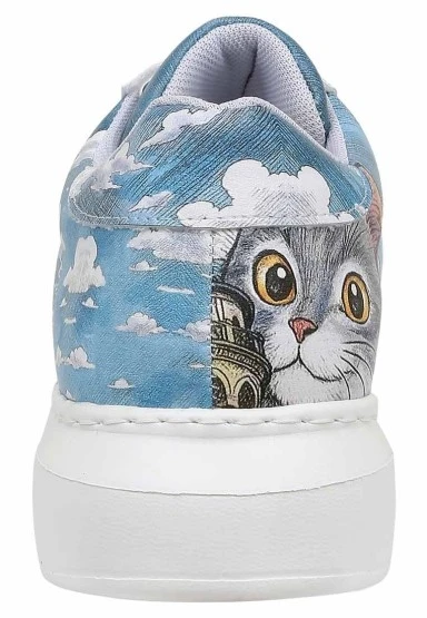 Kadın Vegan Deri Beyaz Sneakers - Galata Cat Tasarım - 