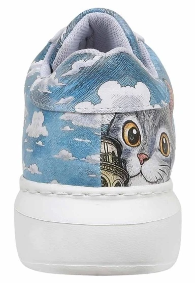 Kadın Vegan Deri Beyaz Sneakers - Galata Cat Tasarım - 