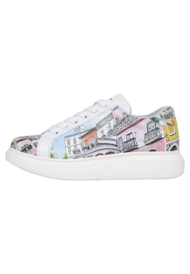 Kadın Vegan Deri Beyaz Sneakers - Lisboa Tasarım - 