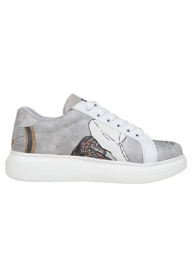 Kadın Vegan Deri Beyaz Sneakers - Rider Woman Tasarım - 