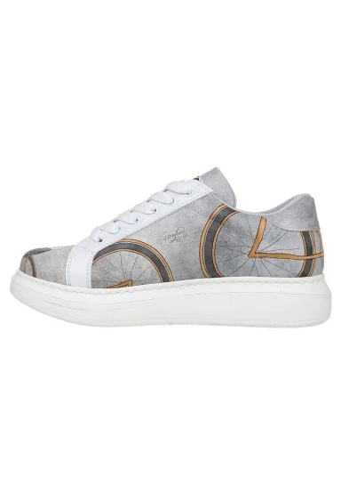 Kadın Vegan Deri Beyaz Sneakers - Rider Woman Tasarım - 