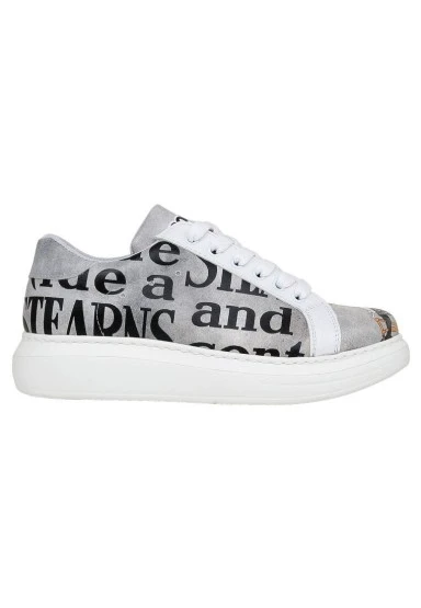 Kadın Vegan Deri Beyaz Sneakers - Rider Woman Tasarım - 
