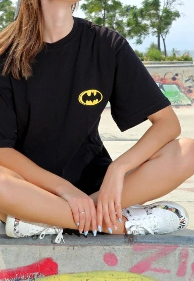 Kadın Vegan Deri Beyaz Sneakers - Warner Bros Marvin the Martian Stencil Tasarım - 
