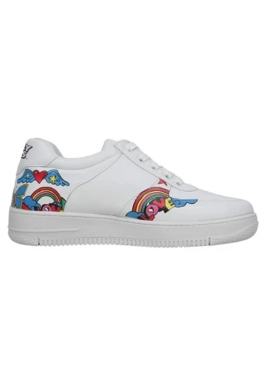 Kadın Vegan Deri Beyaz Sneakers - Warner Bros Tweety Love Tasarım - 