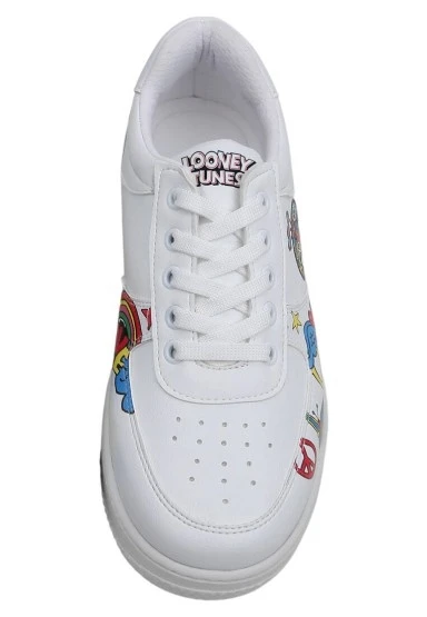 Kadın Vegan Deri Beyaz Sneakers - Warner Bros Tweety Love Tasarım - 