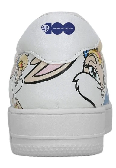 Kadın Vegan Deri Beyaz Sneakers - Warner Bros Wonder Lola Bunny Tasarım - 