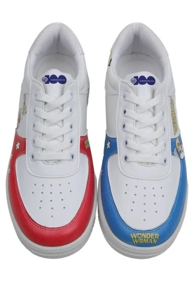 Kadın Vegan Deri Beyaz Sneakers - Warner Bros Wonder Lola Bunny Tasarım - 