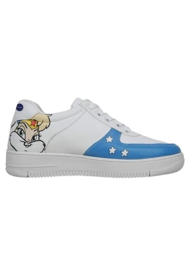 Kadın Vegan Deri Beyaz Sneakers - Warner Bros Wonder Lola Bunny Tasarım - 