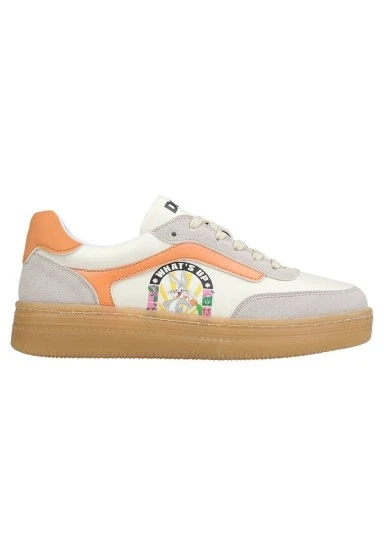 Kadın Vegan Deri Beyaz Sneakers - Warner Bros Looney Tunes Bugs Bunny Hop into Nature Tasarım - 