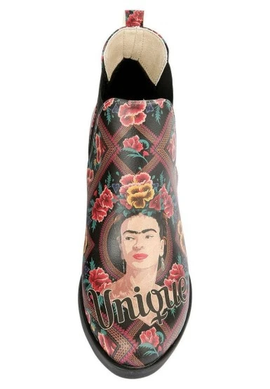Kadın Vegan Deri Çok Renkli Bilekte Bot - Beauty In The Broken Frida Kahlo Tasarım - 