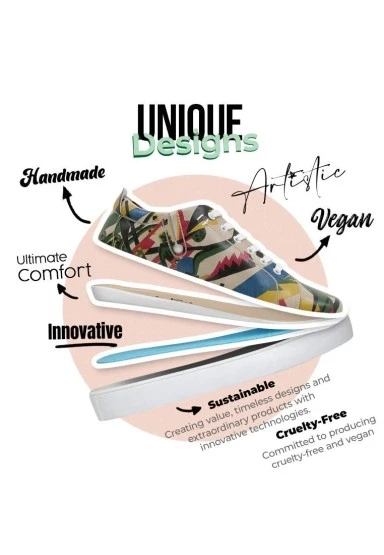 Kadın Vegan Deri Çok Renkli Sneakers - Beauty in Chaos Tasarım - 