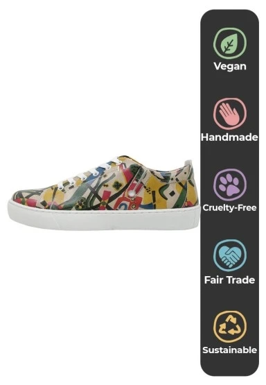 Kadın Vegan Deri Çok Renkli Sneakers - Beauty in Chaos Tasarım - 