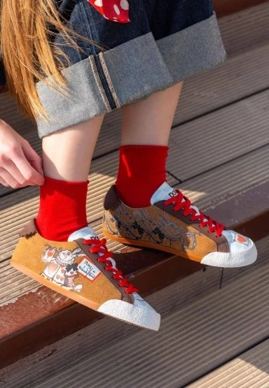 Kadın Vegan Deri Çok Renkli Sneakers - Alice in Nowhere Tasarım - 