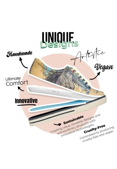 Kadın Vegan Deri Çok Renkli Sneakers - I Believe In Unicorns Tasarım - 