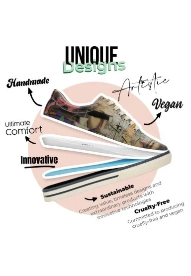 Kadın Vegan Deri Çok Renkli Sneakers - Ancient Tales Tasarım - 