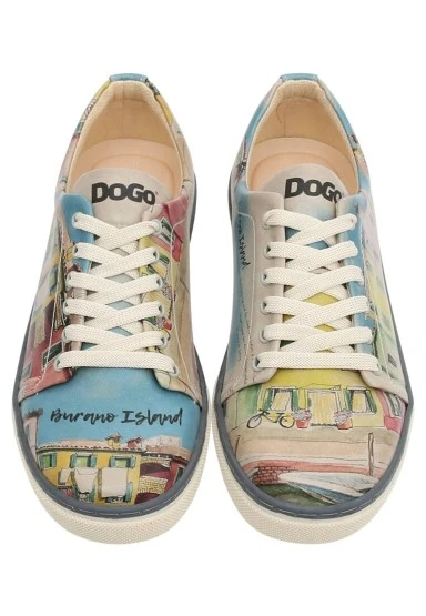 Kadın Vegan Deri Çok Renkli Sneakers - Burano Island Tasarım - 