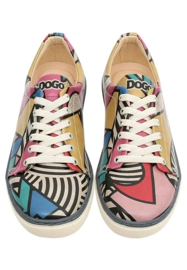 Kadın Vegan Deri Çok Renkli Sneakers - Painting in Harmony Tasarım - 