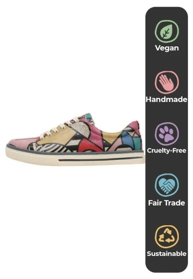 Kadın Vegan Deri Çok Renkli Sneakers - Painting in Harmony Tasarım - 