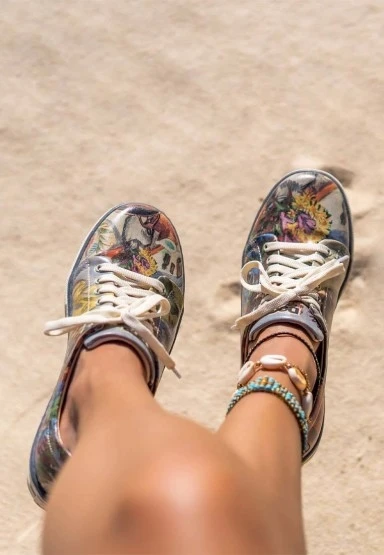 Kadın Vegan Deri Çok Renkli Sneakers - Still Life Tasarım - 
