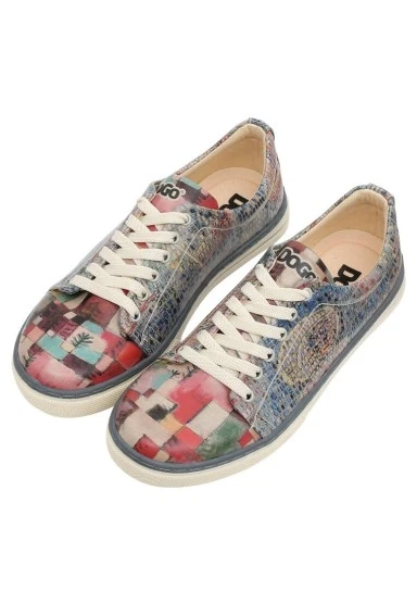 Kadın Vegan Deri Çok Renkli Sneakers - Mini Mosaic Tasarım - 