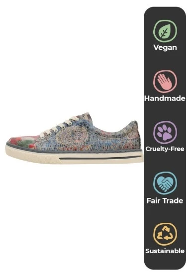 Kadın Vegan Deri Çok Renkli Sneakers - Mini Mosaic Tasarım - 