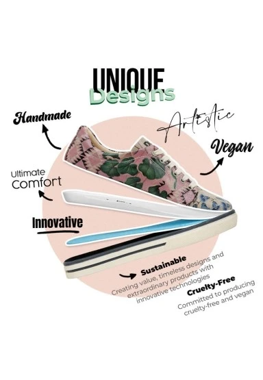 Kadın Vegan Deri Çok Renkli Sneakers - Thankful for Today Tasarım - 