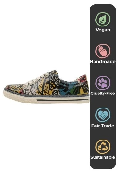 Kadın Vegan Deri Çok Renkli Sneakers - Eternal Swirl Tasarım - 