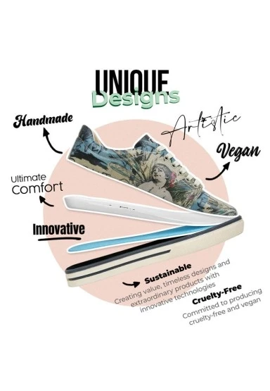Kadın Vegan Deri Çok Renkli Sneakers - Le Parisien Tasarım - 