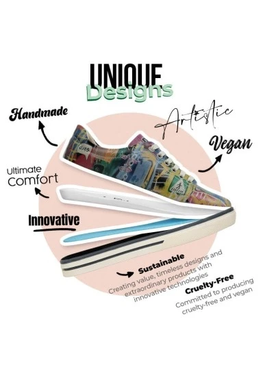 Kadın Vegan Deri Çok Renkli Sneakers - No More Drama Tasarım - 