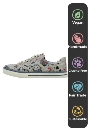 Kadın Vegan Deri Çok Renkli Sneakers - Queen of Meows Tasarım - 
