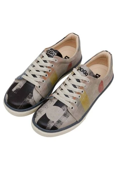 Kadın Vegan Deri Çok Renkli Sneakers - Geometric Shapes Tasarım - 