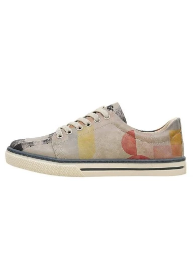 Kadın Vegan Deri Çok Renkli Sneakers - Geometric Shapes Tasarım - 