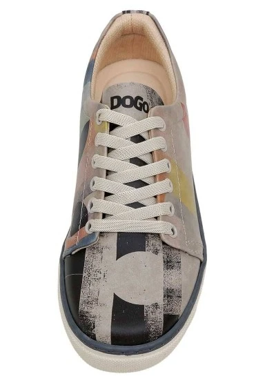 Kadın Vegan Deri Çok Renkli Sneakers - Geometric Shapes Tasarım - 