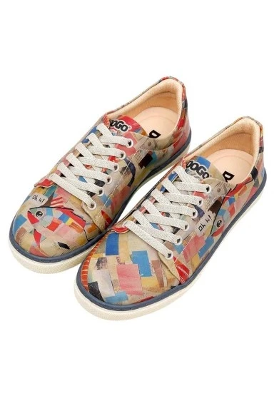 Kadın Vegan Deri Çok Renkli Sneakers - Hi Fish Tasarım - 