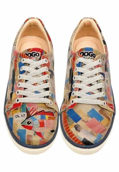 Kadın Vegan Deri Çok Renkli Sneakers - Hi Fish Tasarım - 
