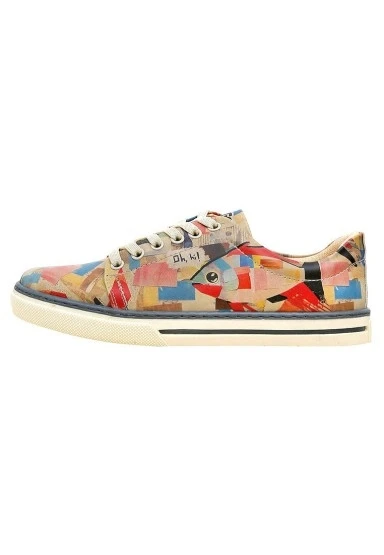 Kadın Vegan Deri Çok Renkli Sneakers - Hi Fish Tasarım - 