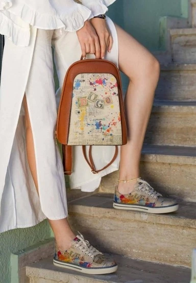 Kadın Vegan Deri Çok Renkli Sneakers - Dogo Stamp Tasarım - 