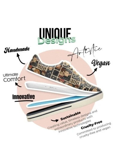 Kadın Vegan Deri Çok Renkli Sneakers - Warner Bros Expecto Patronum Harry Potter Tasarım - 