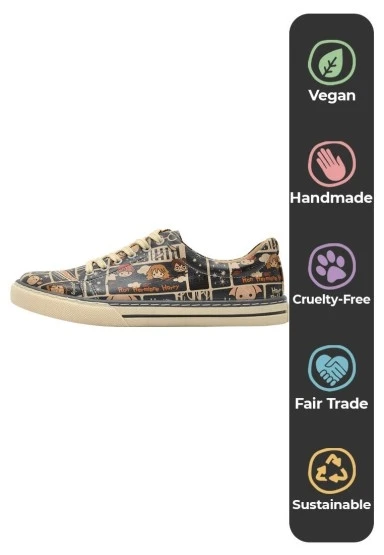 Kadın Vegan Deri Çok Renkli Sneakers - Warner Bros Expecto Patronum Harry Potter Tasarım - 