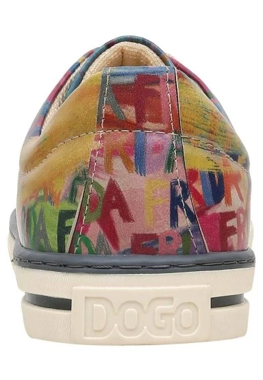 Kadın Vegan Deri Çok Renkli Sneakers - Frida Kahlo in Letters Tasarım - 