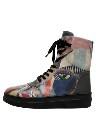 Kadın Vegan Deri Çok Renkli Uzun Bot - You Are Never Alone Tasarım - 