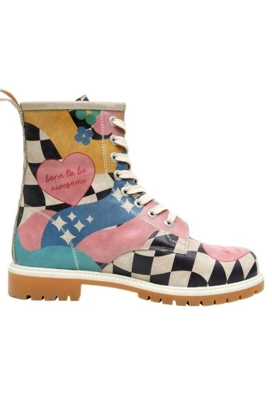 Kadın Vegan Deri Çok Renkli Uzun Bot - Born to be Awesome Tasarım - 